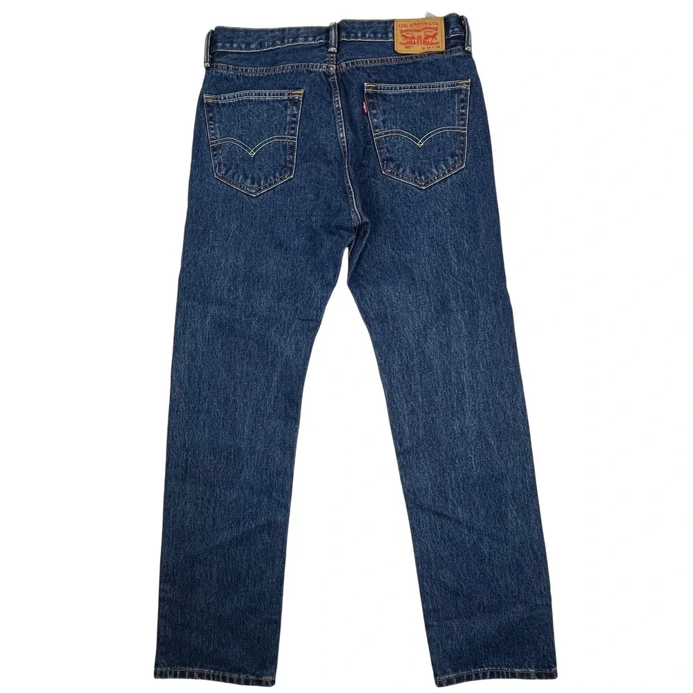 Levi's 505 Straight Leg Jeans 34x34 Blue Golden Contrast Stitching Classic Fit